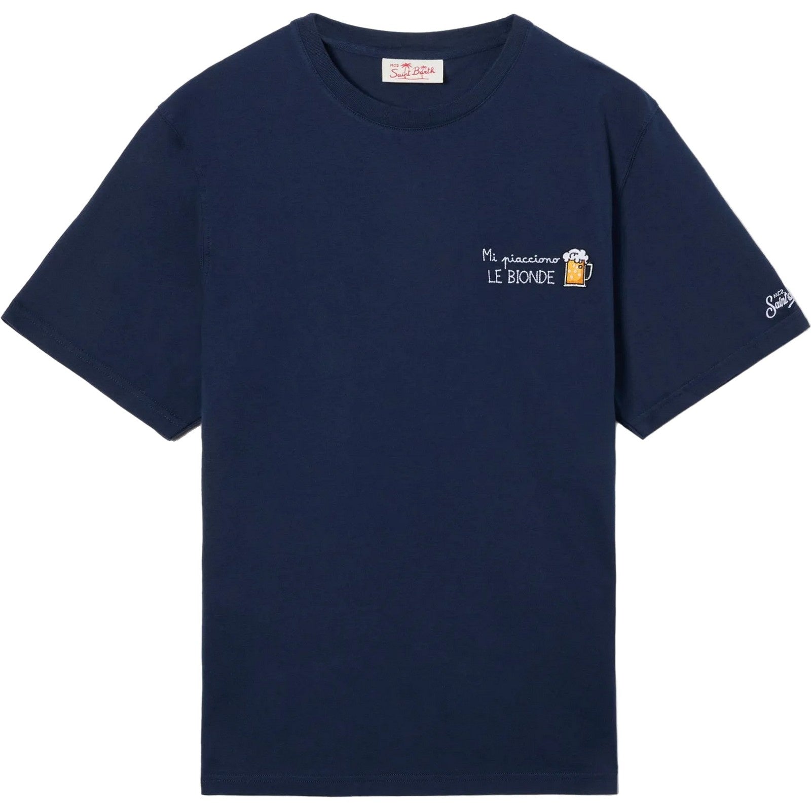 T-shirt Uomo Mc2 Saint Barth - T-Shirt With Embroidery - Blu di Mc2 Saint Barth su Gianni Foti