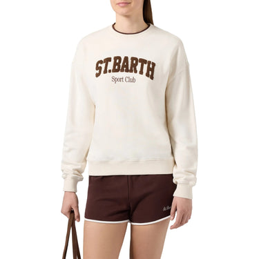 Felpe senza cappuccio Donna Mc2 Saint Barth - Woman Cotton Fleece Crewneck Sweatshirt - Panna