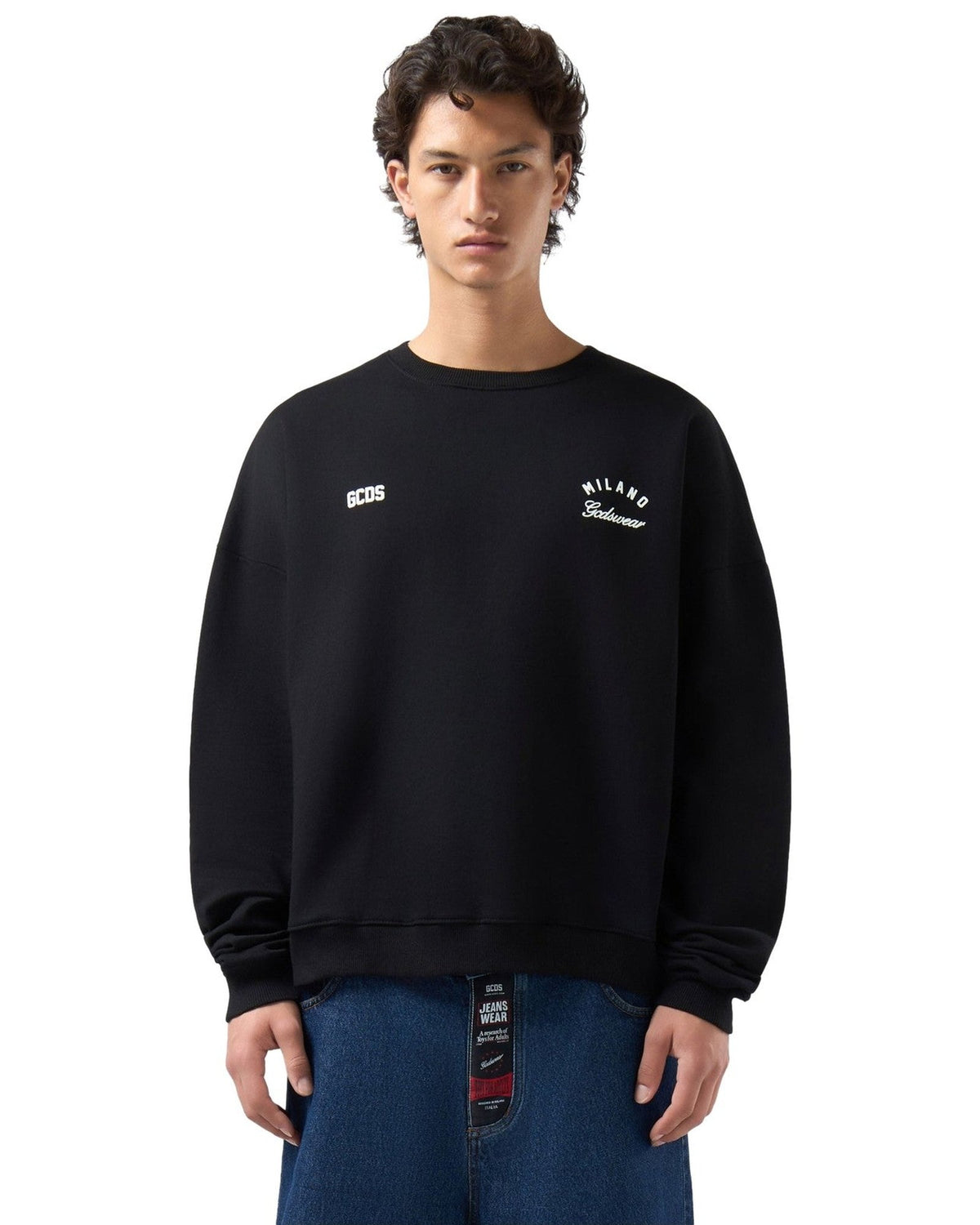 Felpe senza cappuccio Uomo Gcds - Band Logo Back Crewneck - Nero