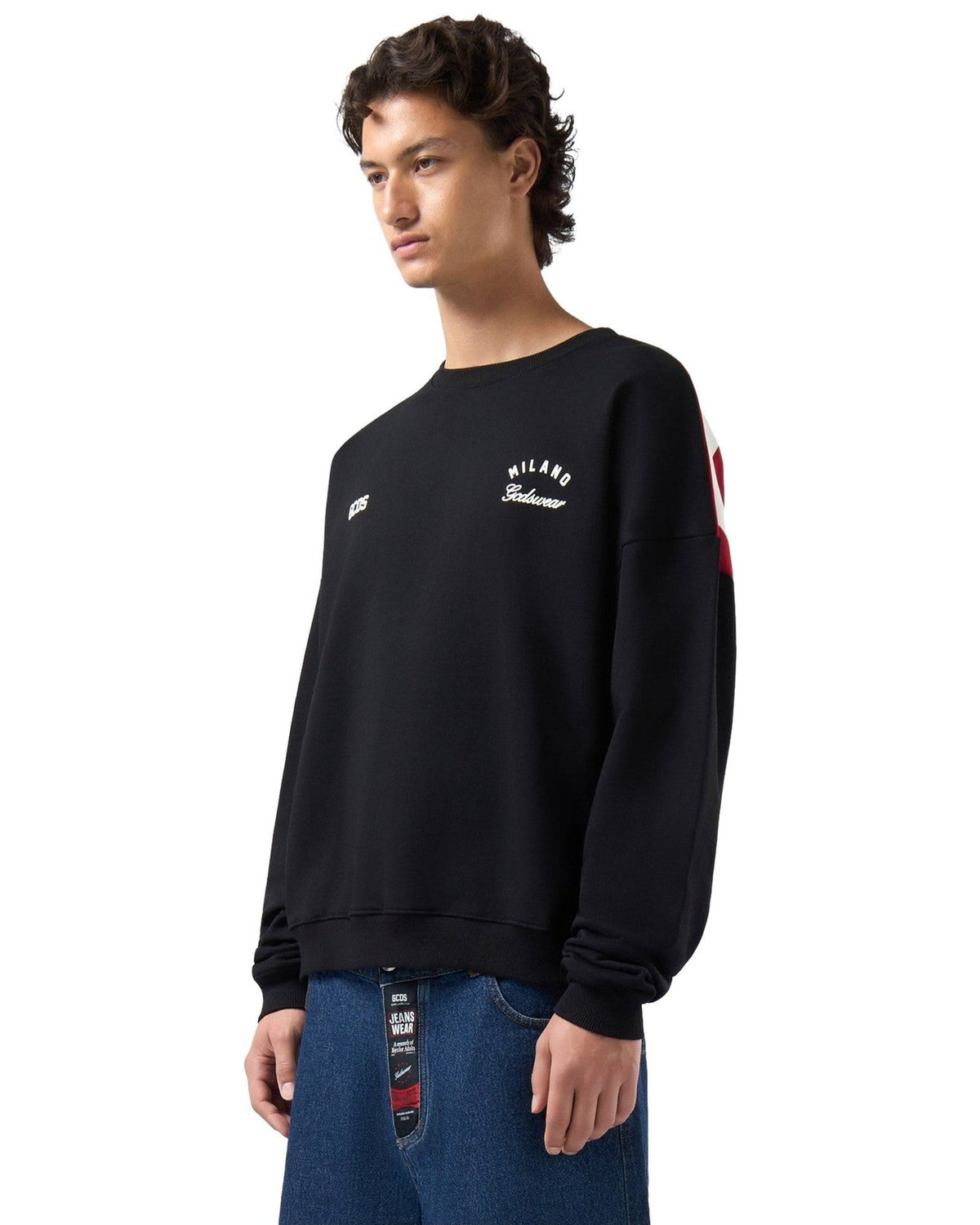 Felpe senza cappuccio Uomo Gcds - Band Logo Back Crewneck - Nero