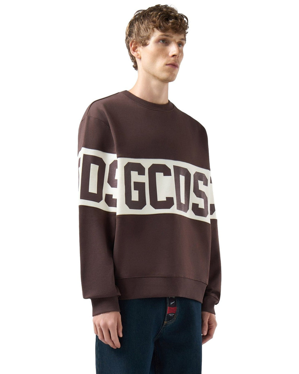 Felpe senza cappuccio Uomo Gcds - Band Logo Crewneck - Marrone