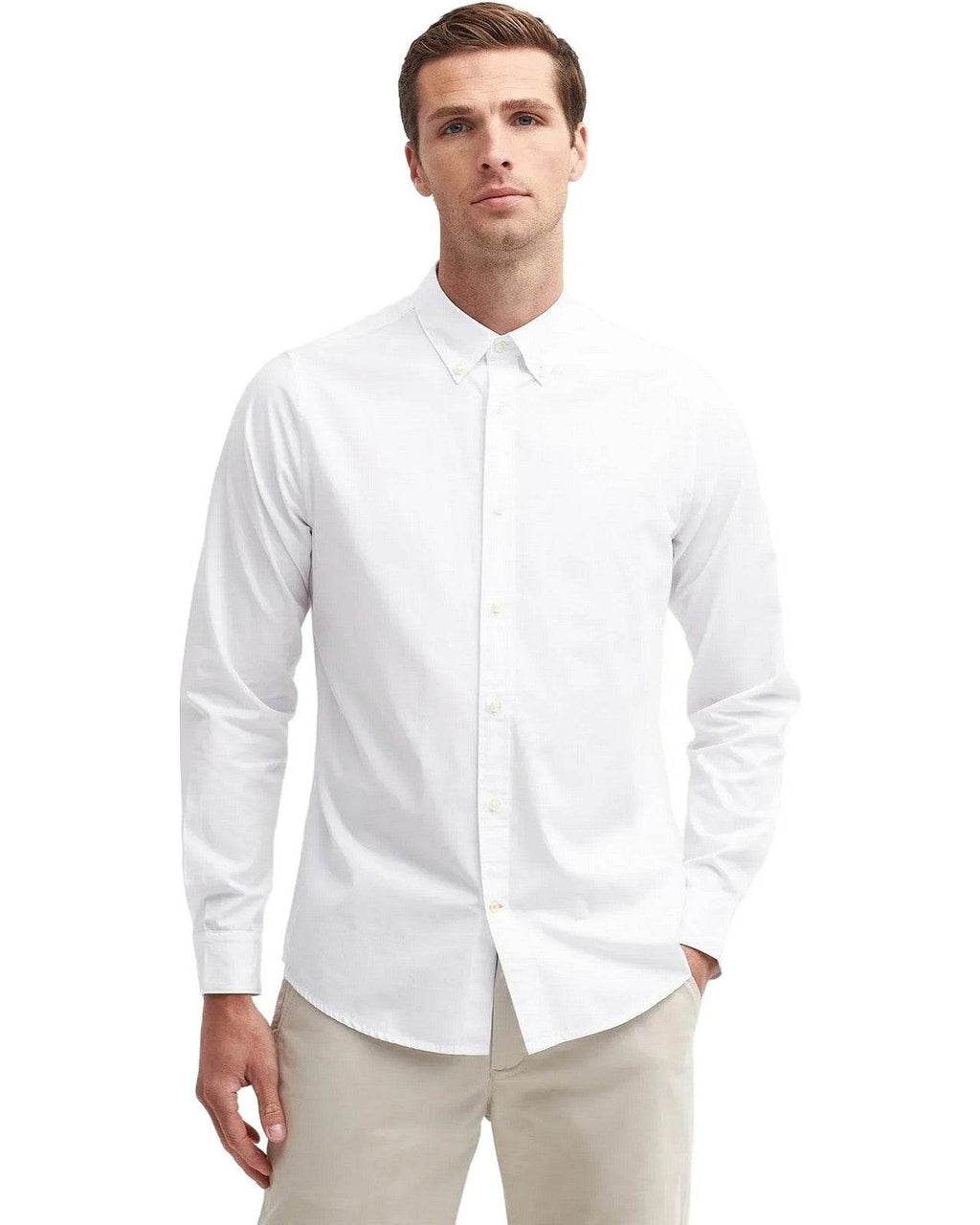 Camicie casual Uomo Barbour - Crest Poplin Tailored Shirt - Bianco