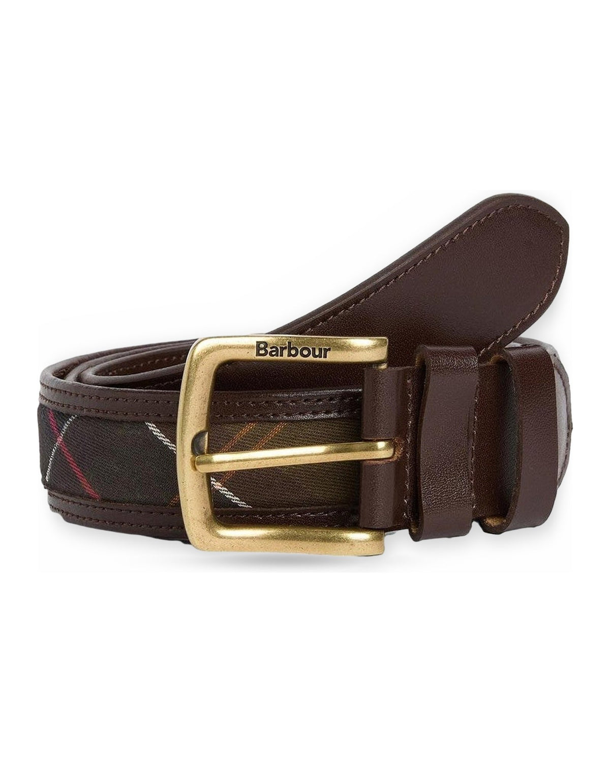 Cinture Uomo Barbour - Girvan Tartan Leather Belt - Verde/Marrone