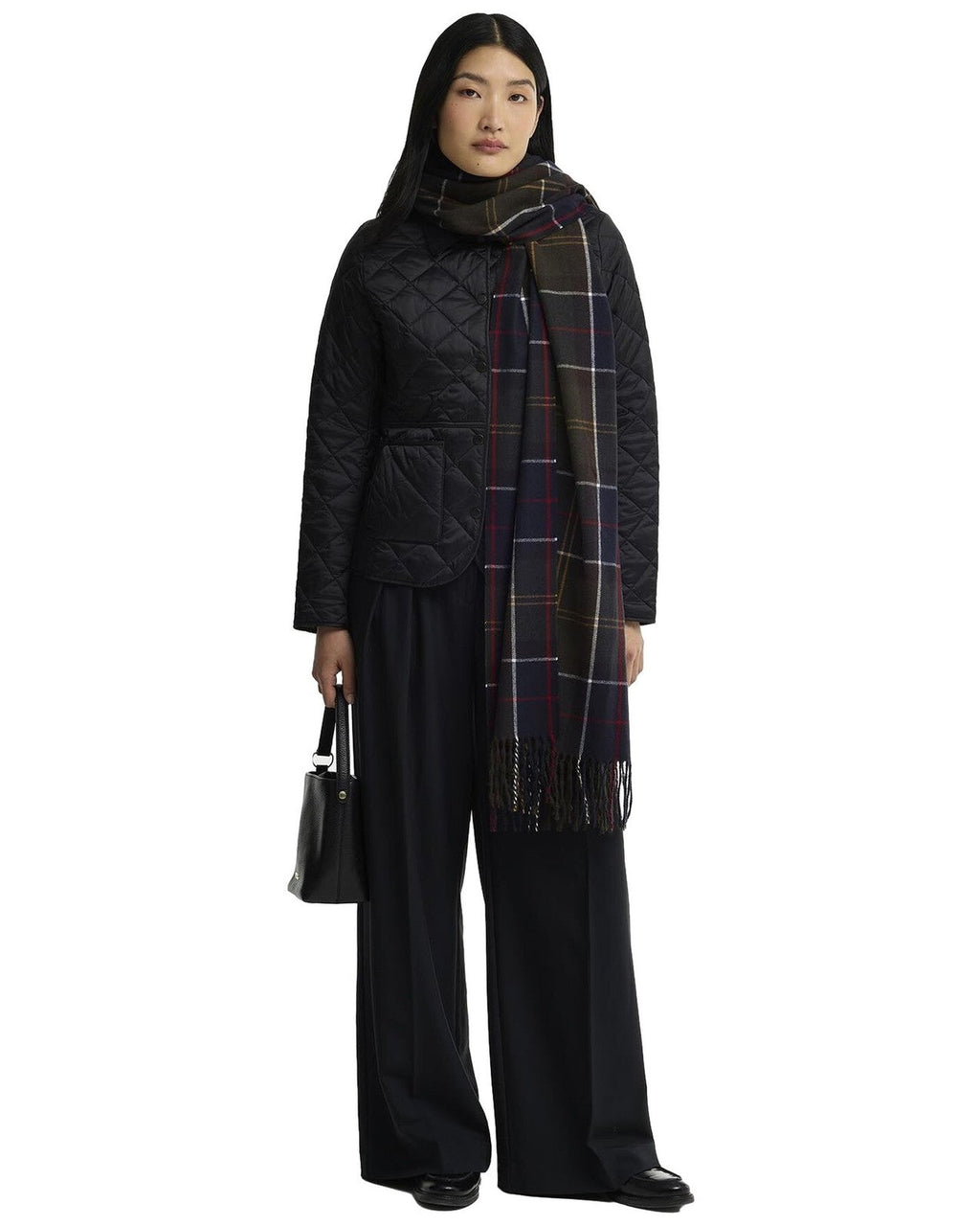 Sciarpe Donna Barbour - Stanway Tartan Wrap - Verde/Blu