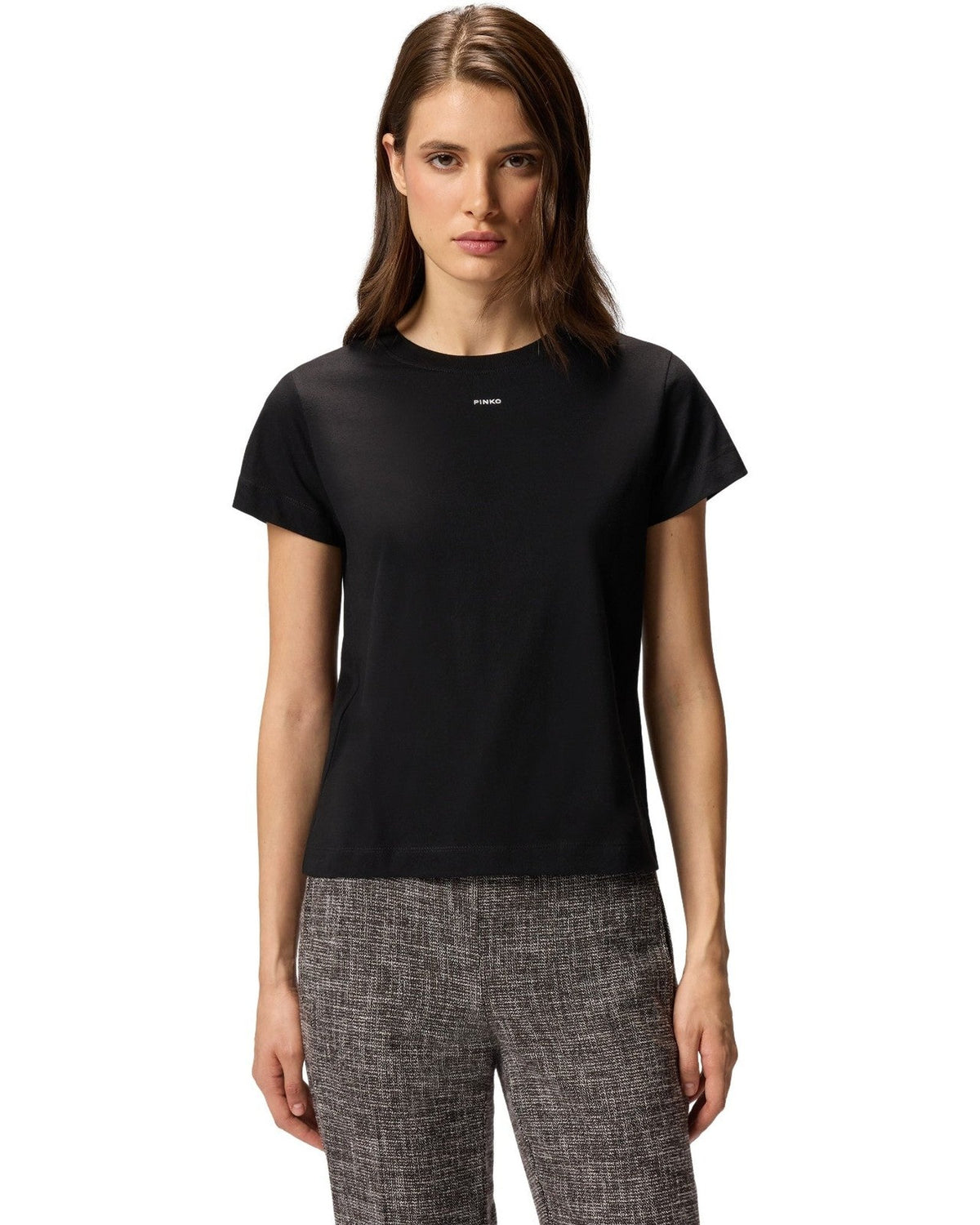 T-shirt Donna Pinko - Basico T-Shirt Jersey Logo Pin - Nero
