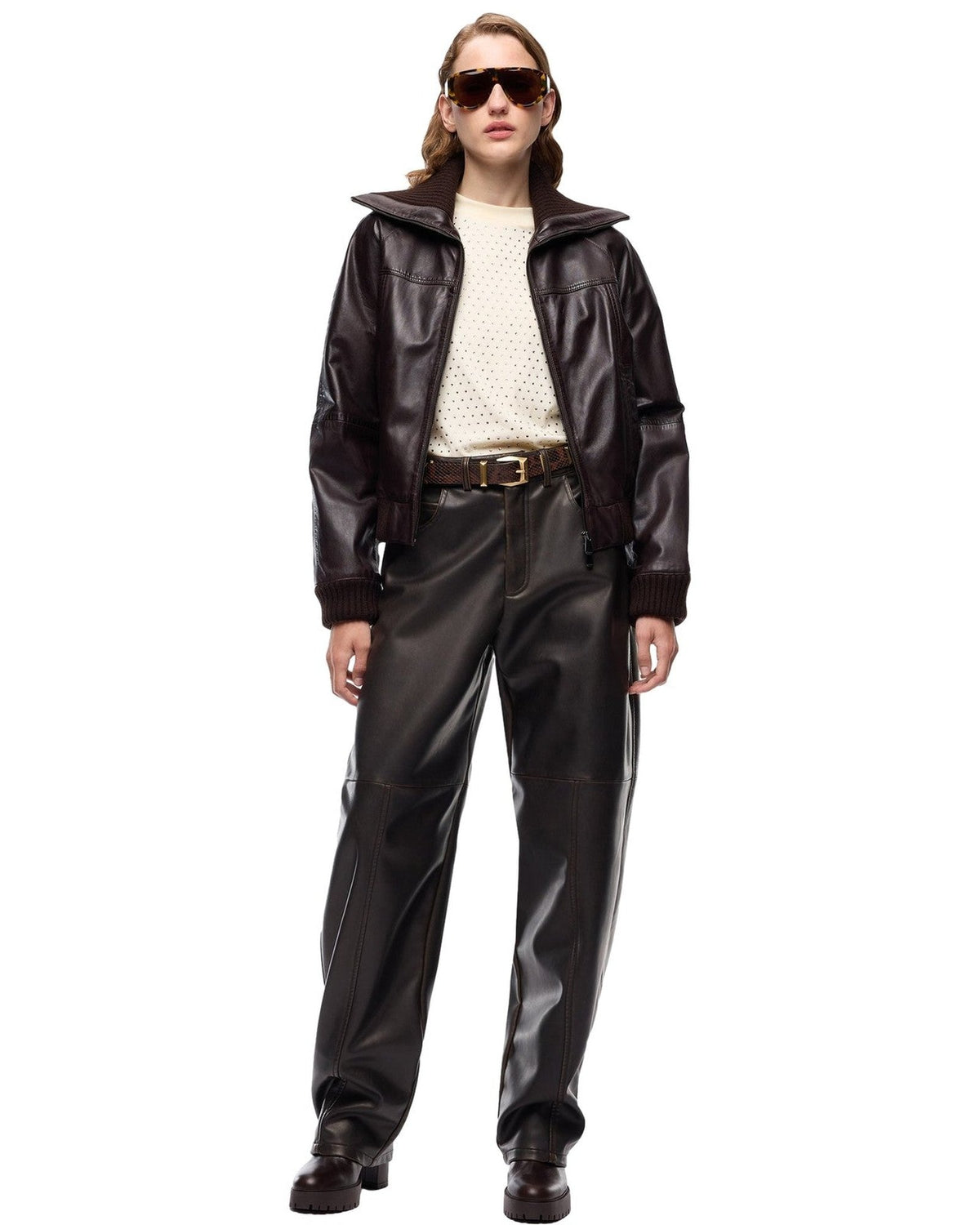 Giubbotti Donna Pinko - Bluma Bomber Pelle Lavata - Marrone