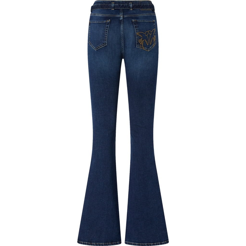 Pantaloni Donna Pinko - Flora Flare Power Stretch Blue - Blu