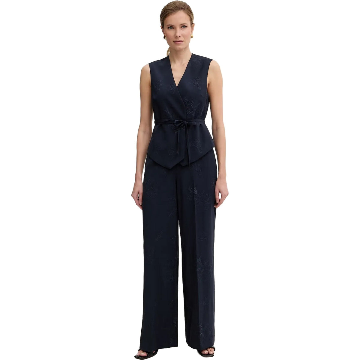 Pantaloni Donna Twinset - Pantalone Palazzo Ricamato C/Elastico Dietro - Blu