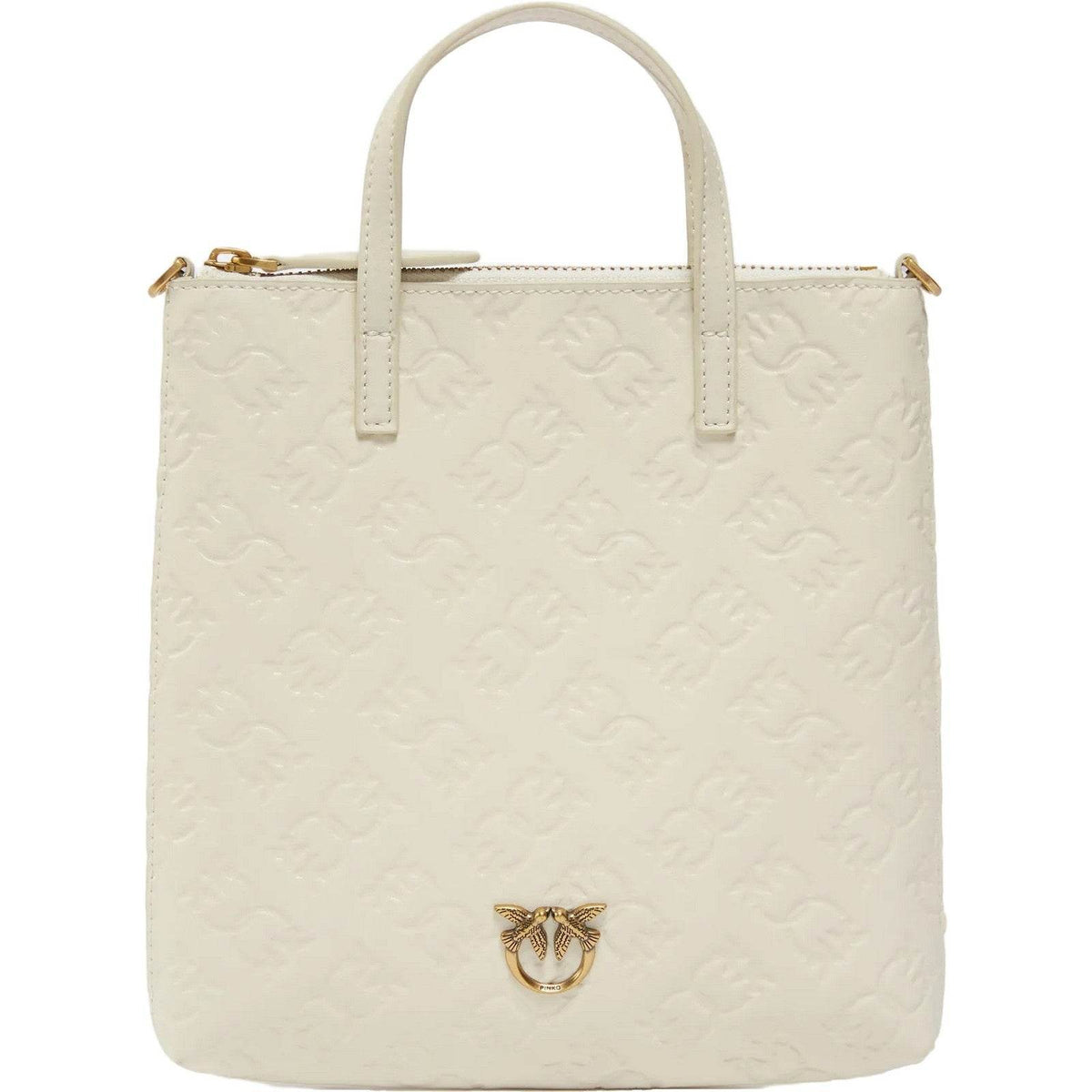 Borse a mano Donna Pinko - Mini Shopper Vitello Seta Logo - Bianco