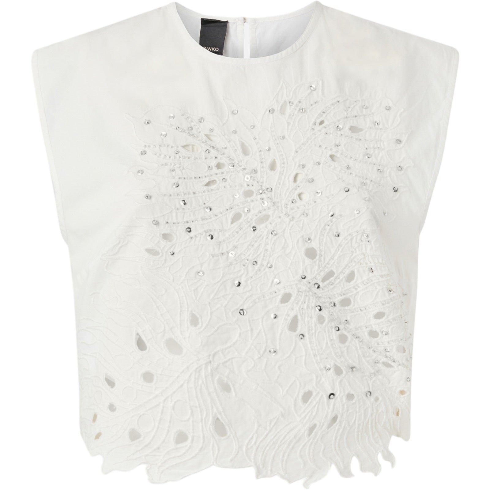 Canotte e top Donna Pinko - True Colors Top Popeline Ricam - Bianco