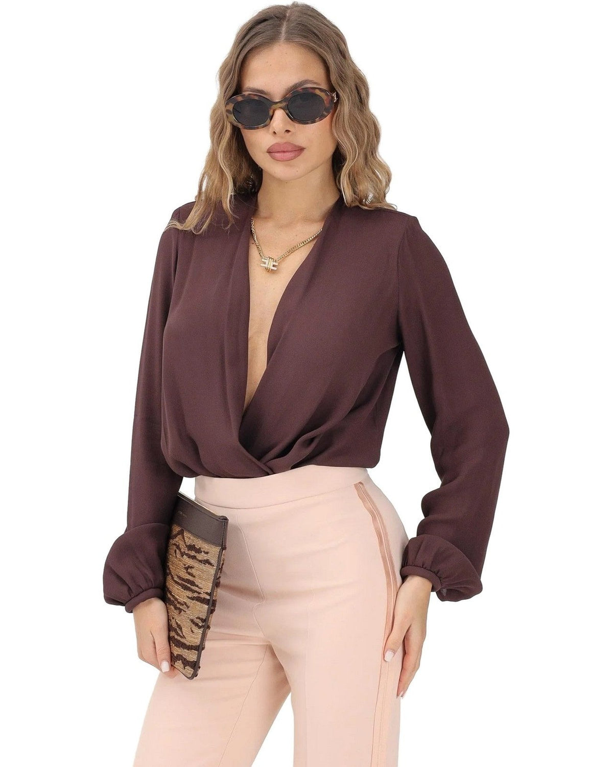 Bluse e camicie Donna Elisabetta Franchi - Camicia a body - Bordeaux