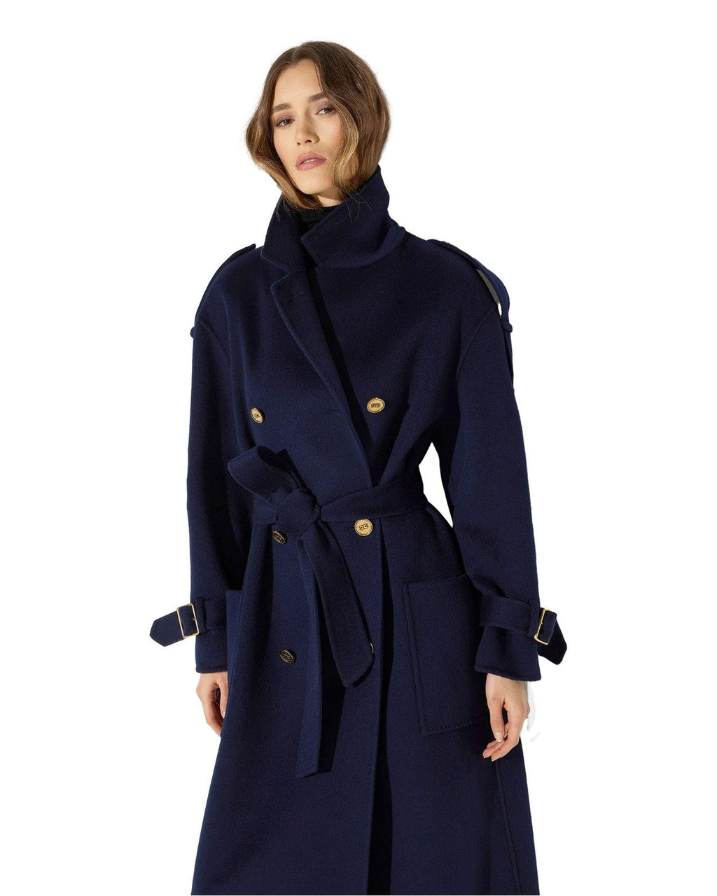 Cappotti Donna Elisabetta Franchi - Cappotto con cintura CP02D66E2 - Blu