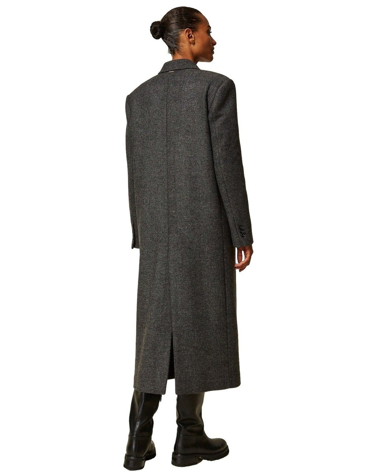Cappotti Donna Twinset - Cappotto Lungo Doppiopetto - Grigio