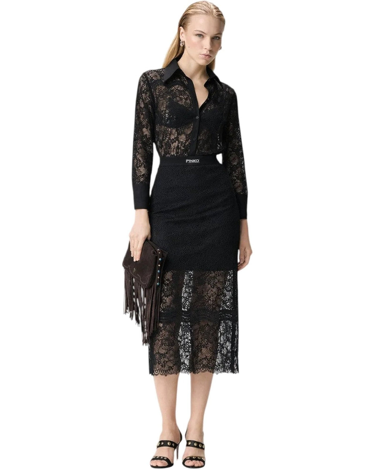 Bluse e camicie Donna Pinko - Coline Camicia Pizzo Rebrode - Nero