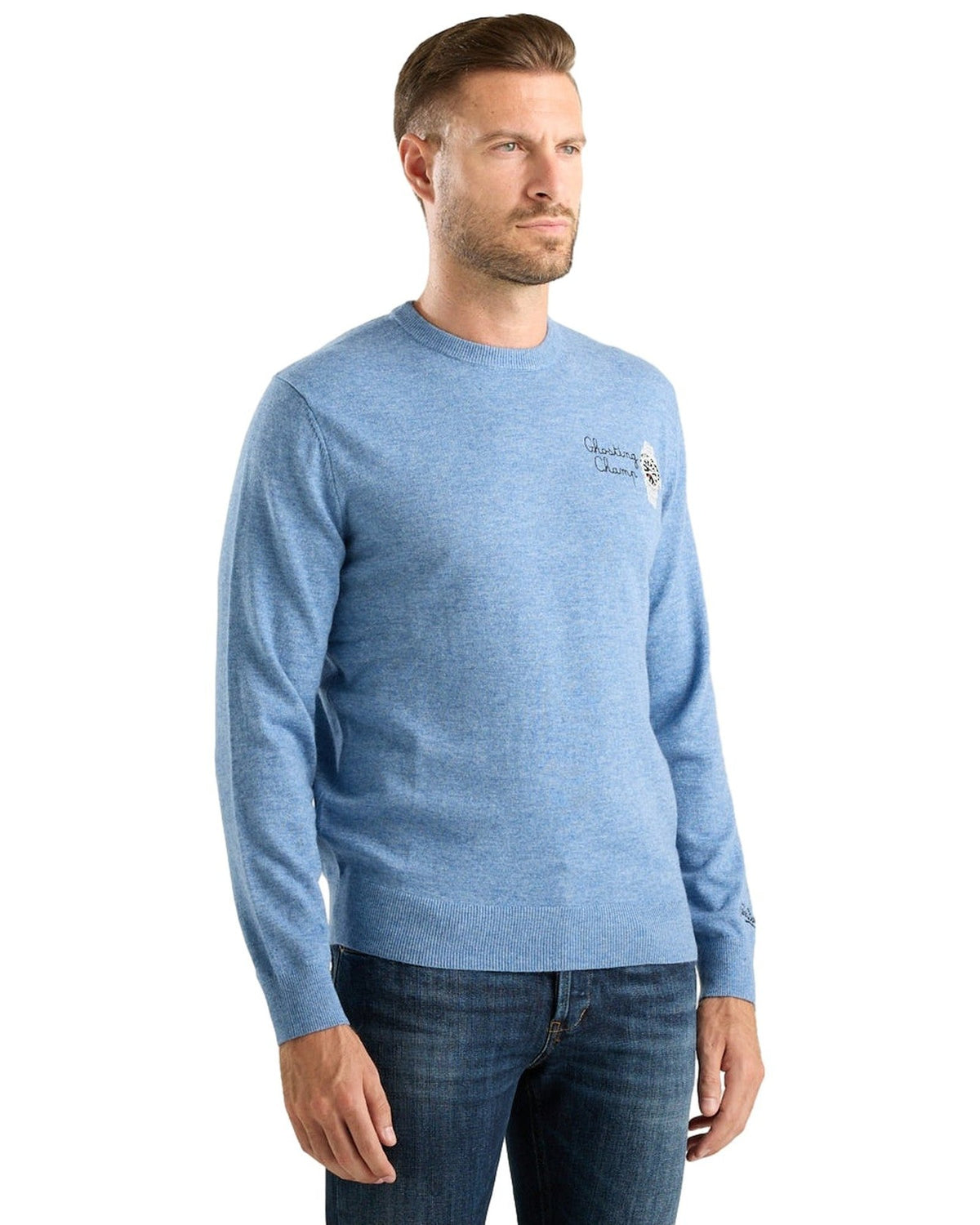 Maglioni Uomo Mc2 Saint Barth - Crew Neck Light Sweater Ghosting Champ 33 - Azzurro