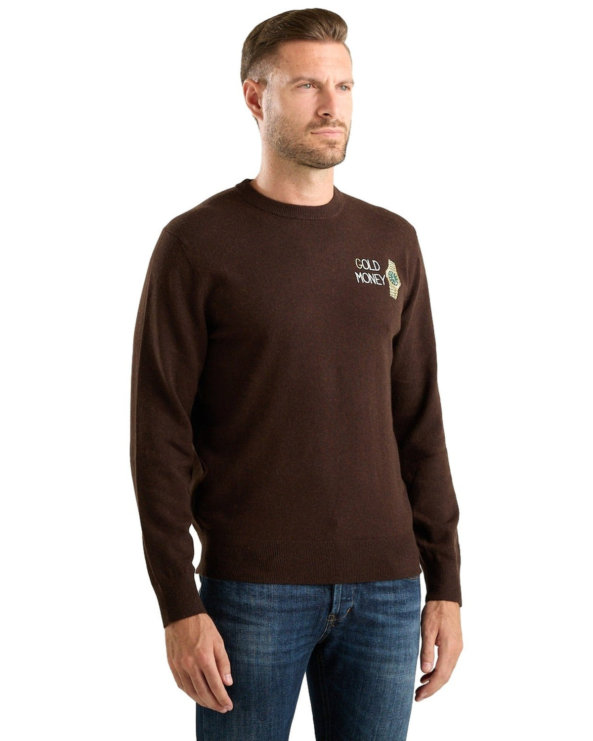 Maglioni Uomo Mc2 Saint Barth - Crew Neck Light Sweater Gold Money 18H - Marrone