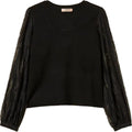 Bluse e camicie Donna Twinset - Maglia Con Pizzo Ricamato - Nero