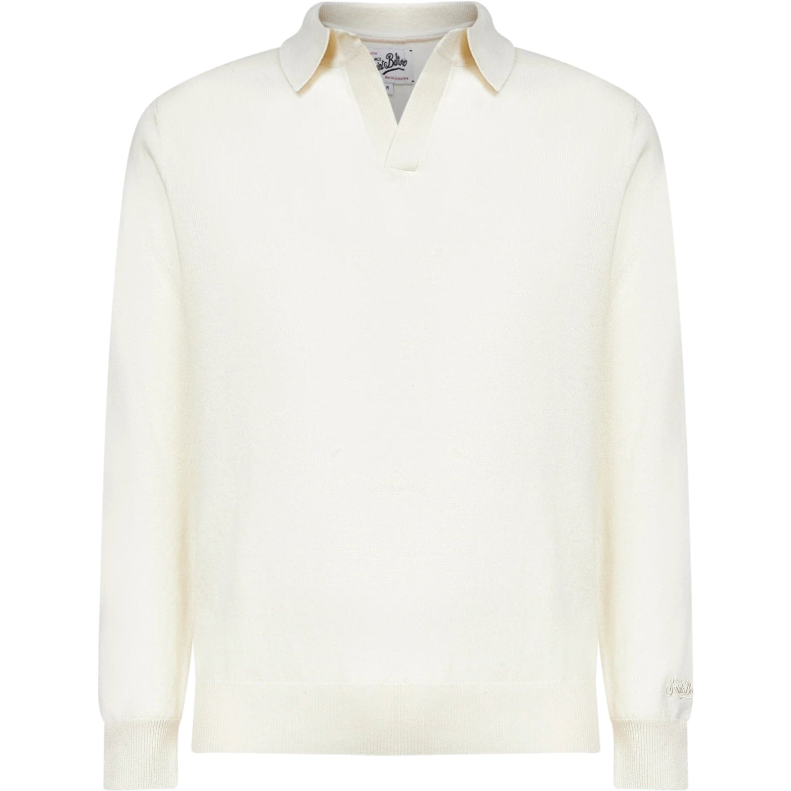 Polo a manica lunga Uomo Mc2 Saint Barth - Knit Long Sleeve Polo - Bianco