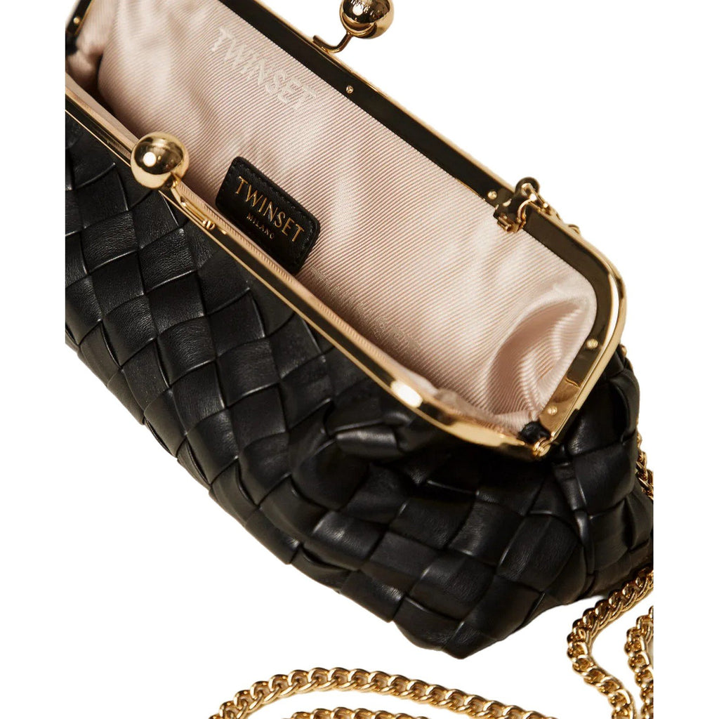 Pochette e Clutch Donna Twinset - Pochiette Chiusa Con Cerniera Effetto Intrecciato - Nero