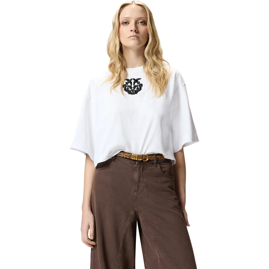 T-shirt Donna Pinko - Borghetto T-Shirt Jersey Logo - Bianco