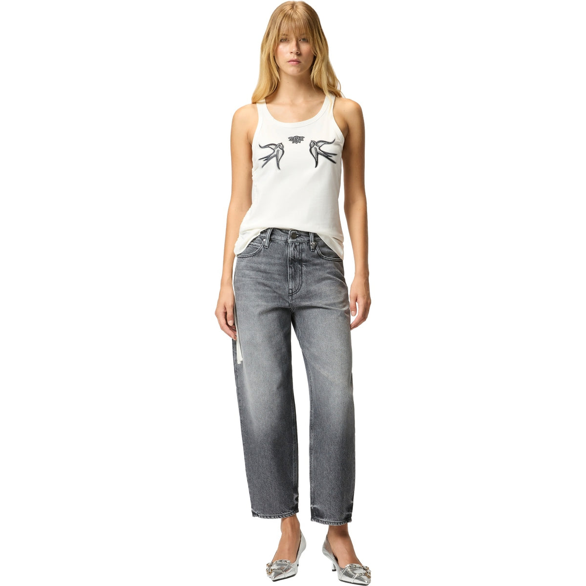Pantaloni Donna Pinko - Estelle Egg Moonlight Gray Den - Grigio