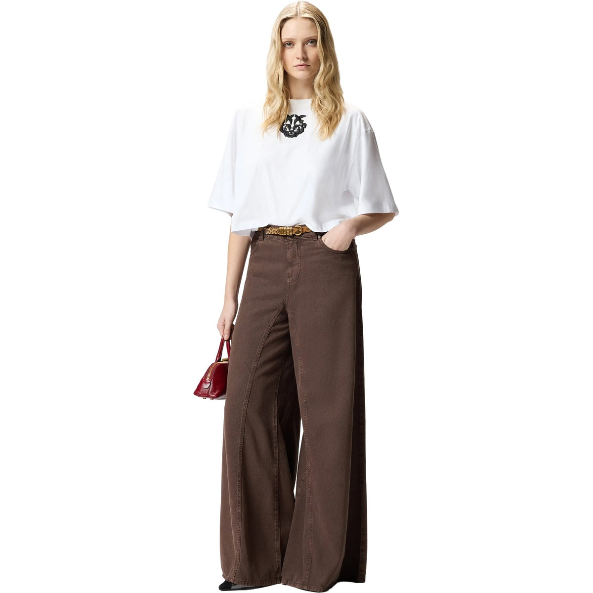 T-shirt Donna Pinko - Borghetto T-Shirt Jersey Logo - Bianco