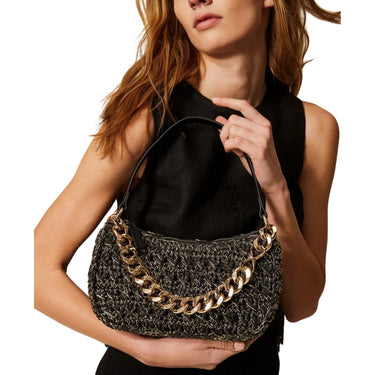 Borse a tracolla Donna Twinset - Tracolla Liliane Piccola Effetto Crochet C/Catena - Nero di Twinset su Gianni Foti