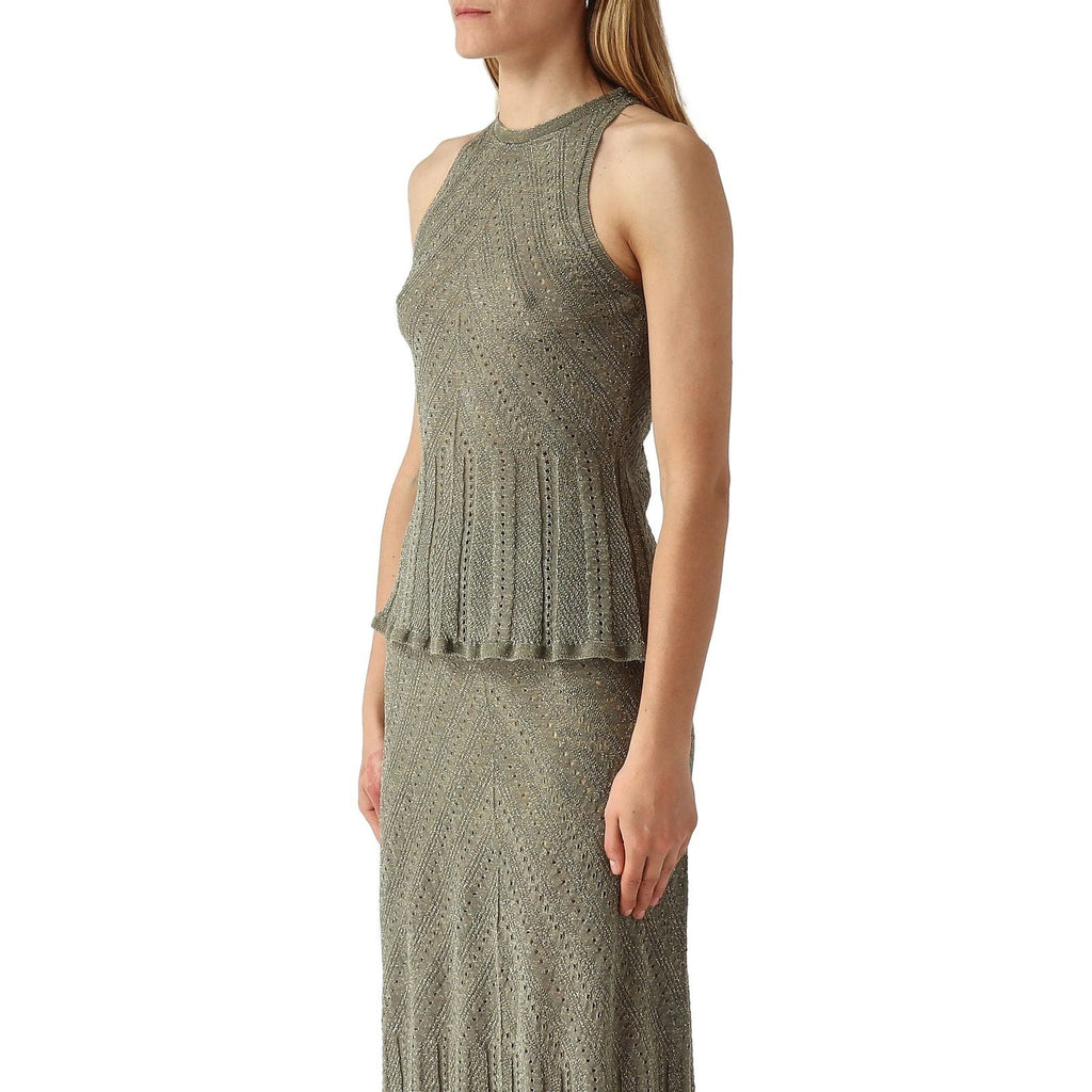 Canotte e top Donna Twinset - Top In Maglia Punzonata Chevron - Verde