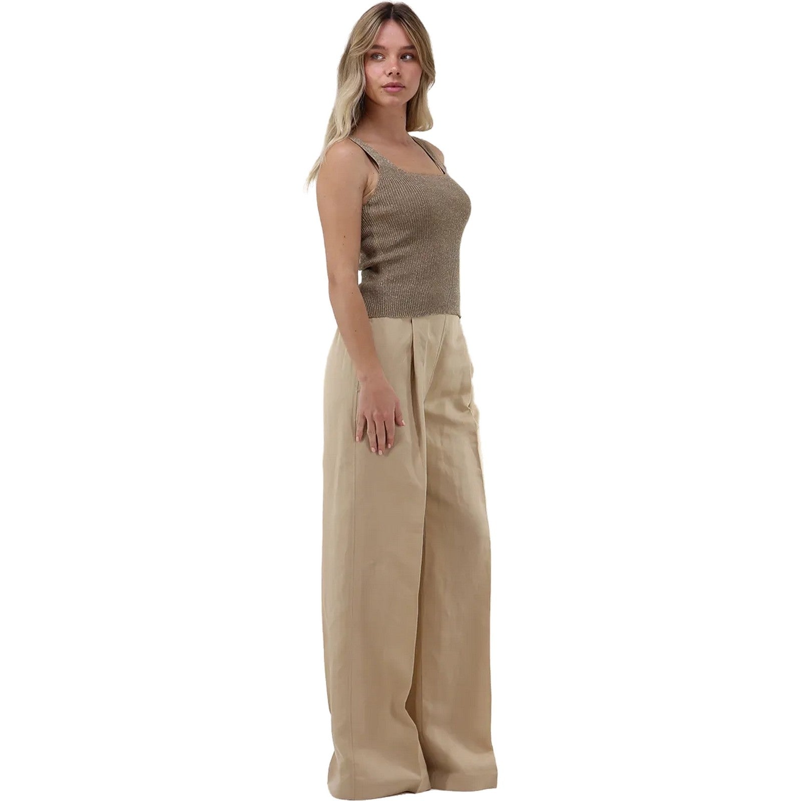 Canotte e top Donna Twinset - Top In Maglia Scollo Quadrato A Coste Punzonato - Verde