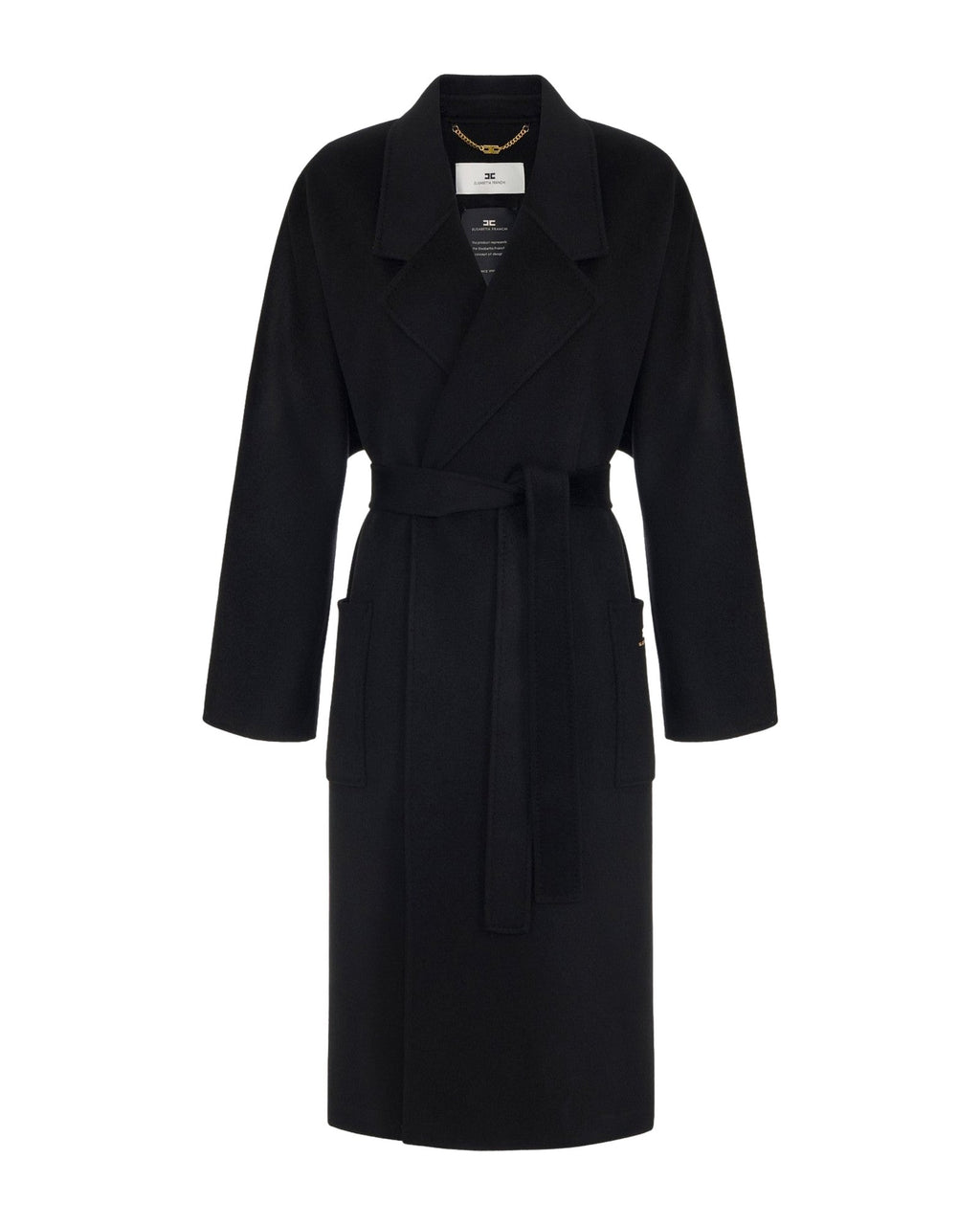 Cappotti Donna Elisabetta Franchi - Cappotto con cintura CP01D66E2 - Nero