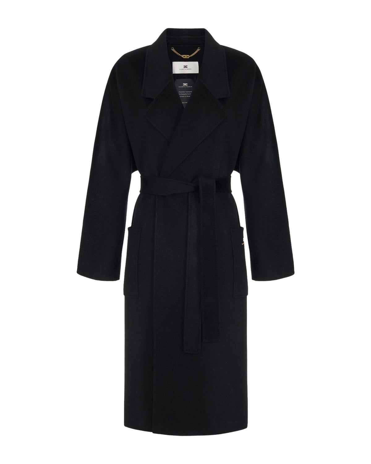 Cappotti Donna Elisabetta Franchi - Cappotto con cintura CP01D66E2 - Nero