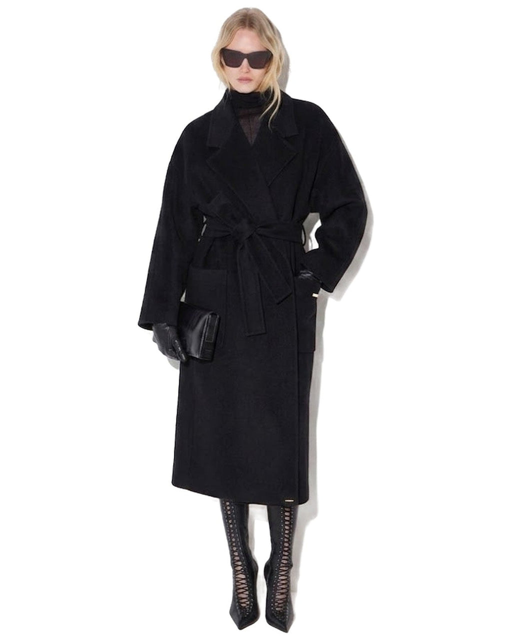 Cappotti Donna Elisabetta Franchi - Cappotto con cintura CP01D66E2 - Nero