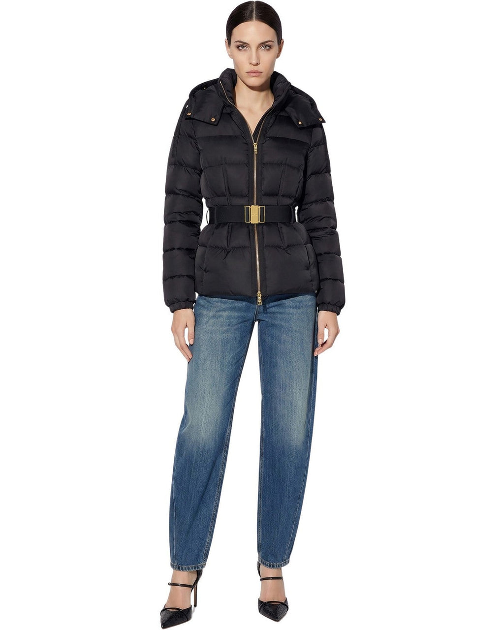 Giacche Donna Elisabetta Franchi - Giacca imbottita con cintura PI92D66E2 - Nero