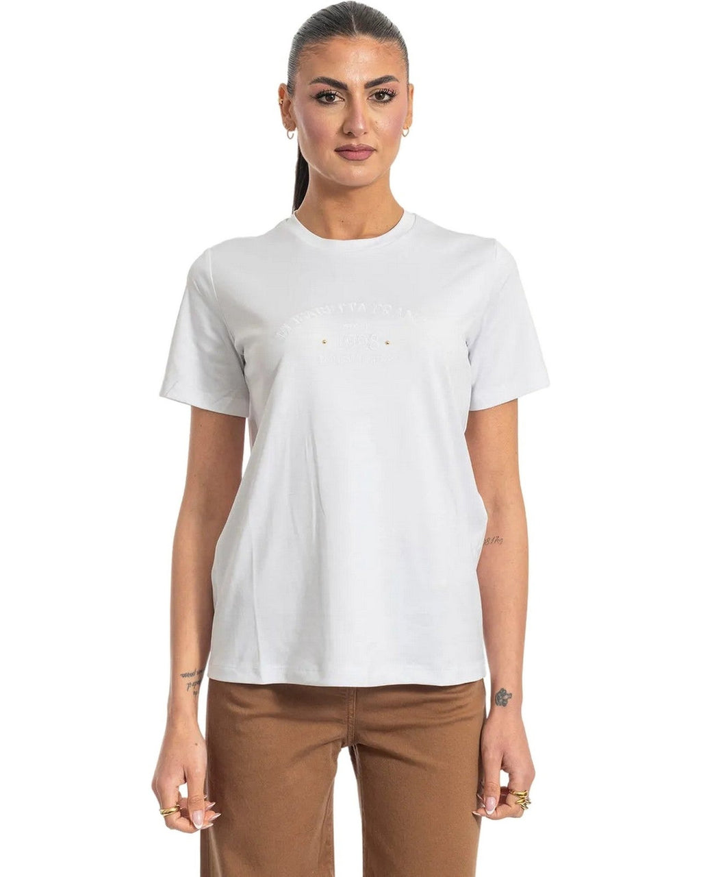 T-shirt Donna Elisabetta Franchi - Maglia MA01761E2 - Bianco