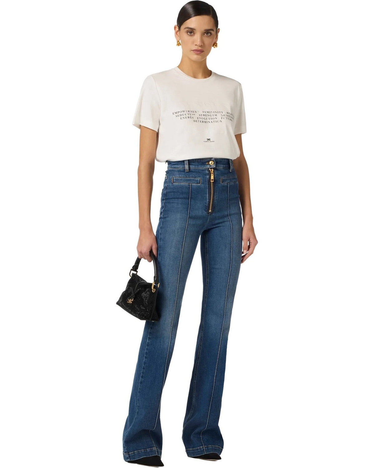 T-shirt Donna Elisabetta Franchi - Maglia MA69P61E2 - Bianco