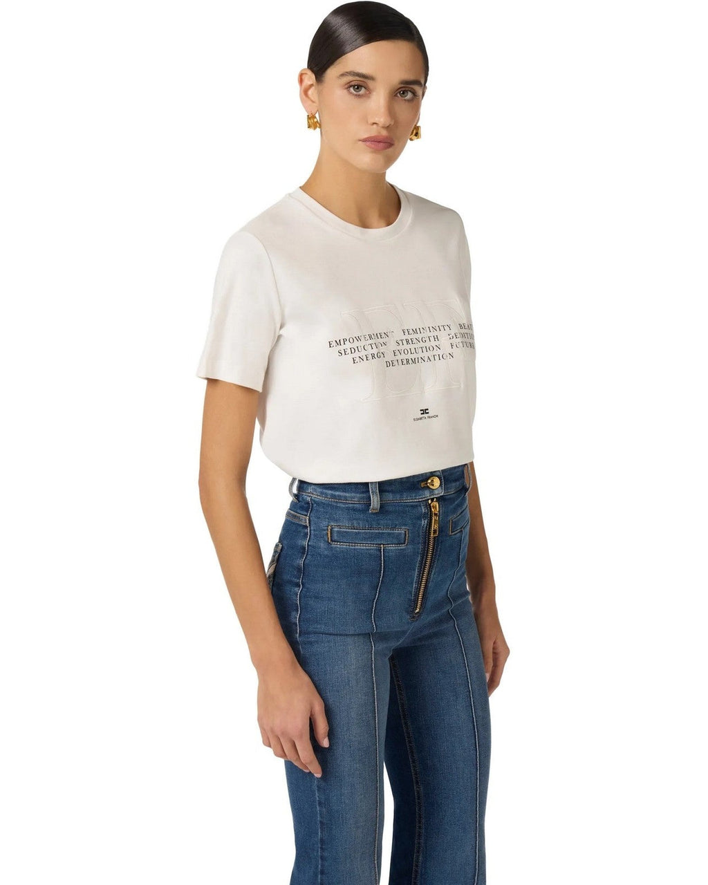 T-shirt Donna Elisabetta Franchi - Maglia MA69P61E2 - Bianco