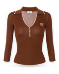 Polo Donna Elisabetta Franchi - Maglia tricot MK17B66E2 - Marrone