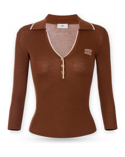 Polo Donna Elisabetta Franchi - Maglia tricot MK17B66E2 - Marrone