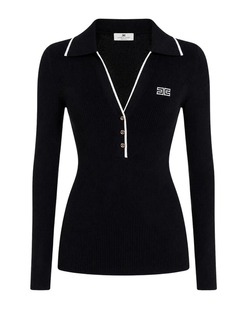Polo Donna Elisabetta Franchi - Maglia tricot MK17B66E2 - Nero