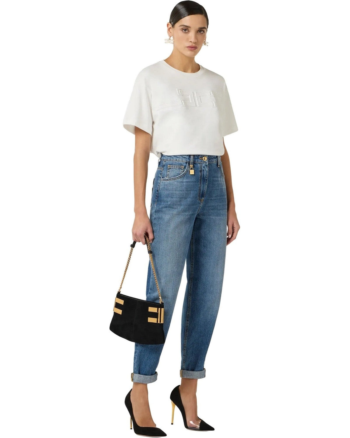 Pantaloni Donna Elisabetta Franchi - Pantalone mod. jeans PJ27D61E2 - Blu