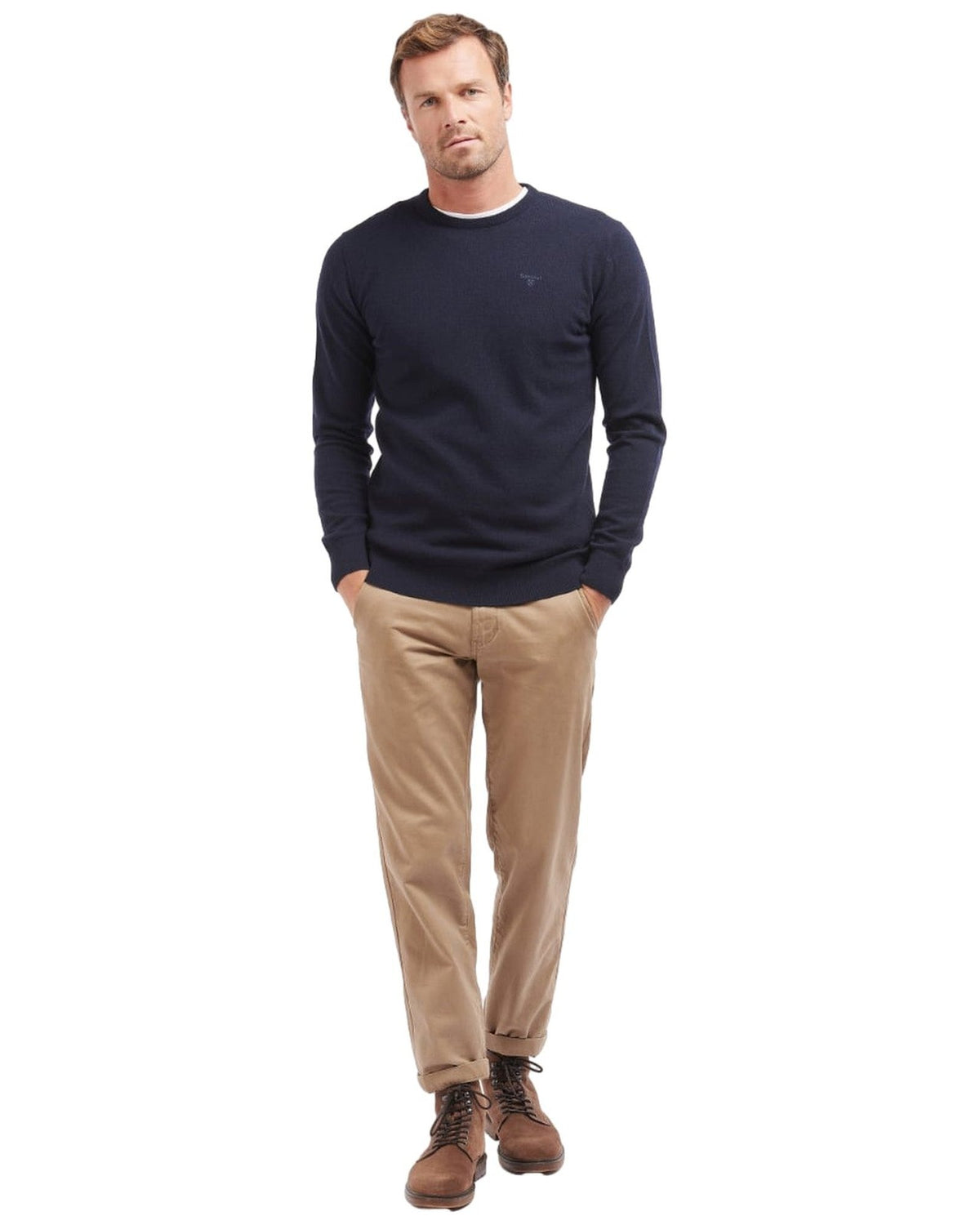 Maglie Uomo Barbour - Essential Lambswool Crew Neck - Blu
