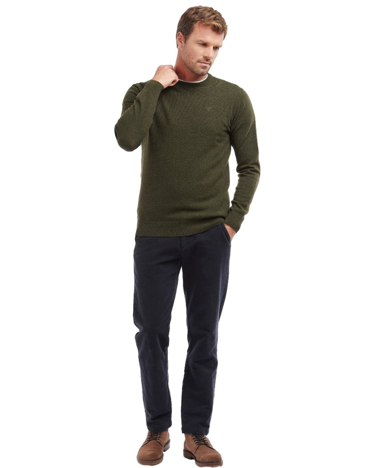 Maglie Uomo Barbour - Essential Lambswool Crew Neck - Verde