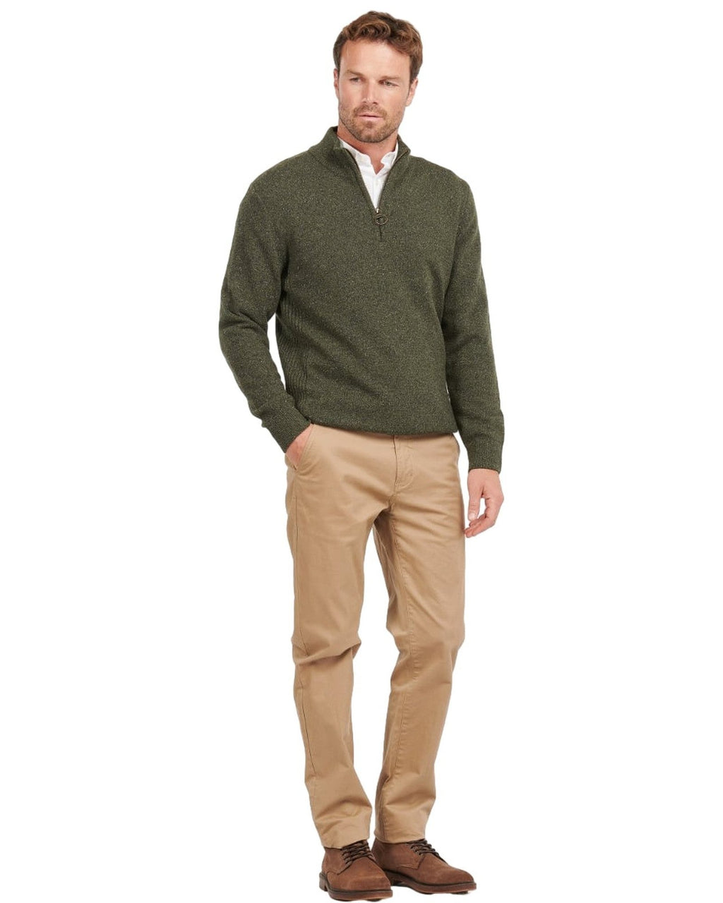 Maglie Uomo Barbour - Essential Tisbury Half Zip - Verde