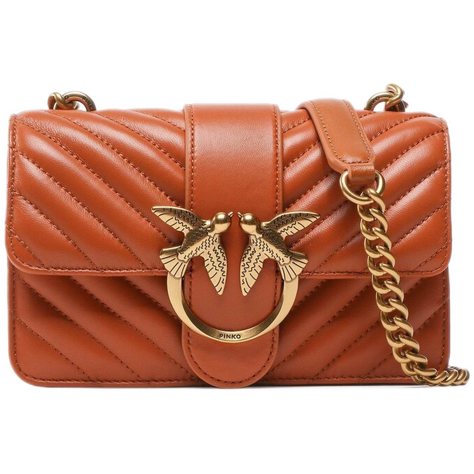 Borse a spalla Donna Pinko - Love One Mini Cl Sheep Nappa C - Marrone