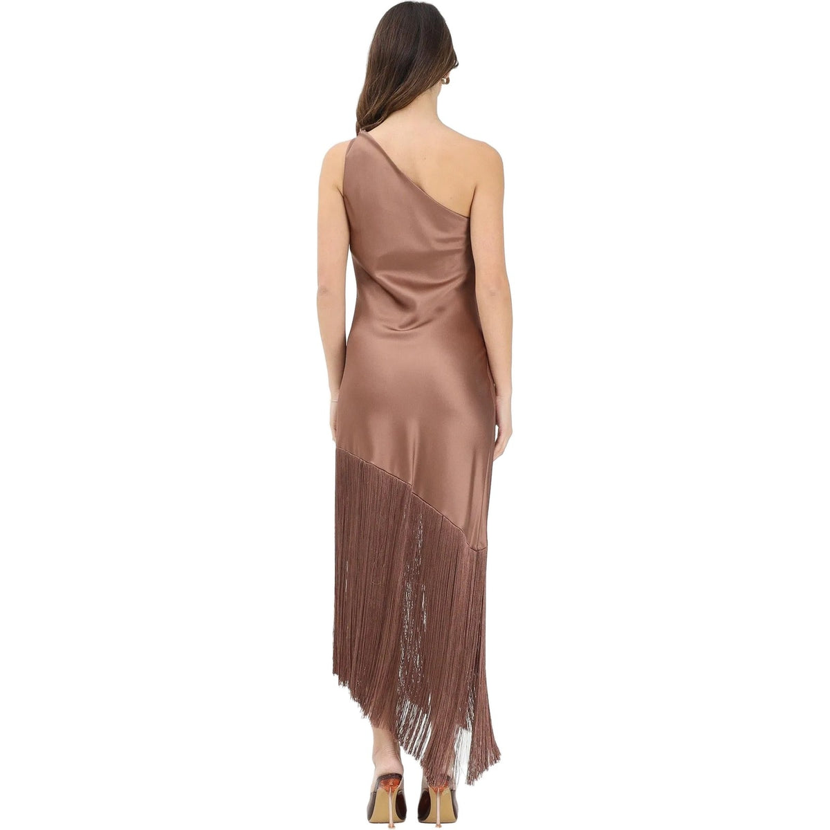 Vestiti da sera e cerimonia Donna Pinko - Kiwi Abito Satin Con Frange - Marrone