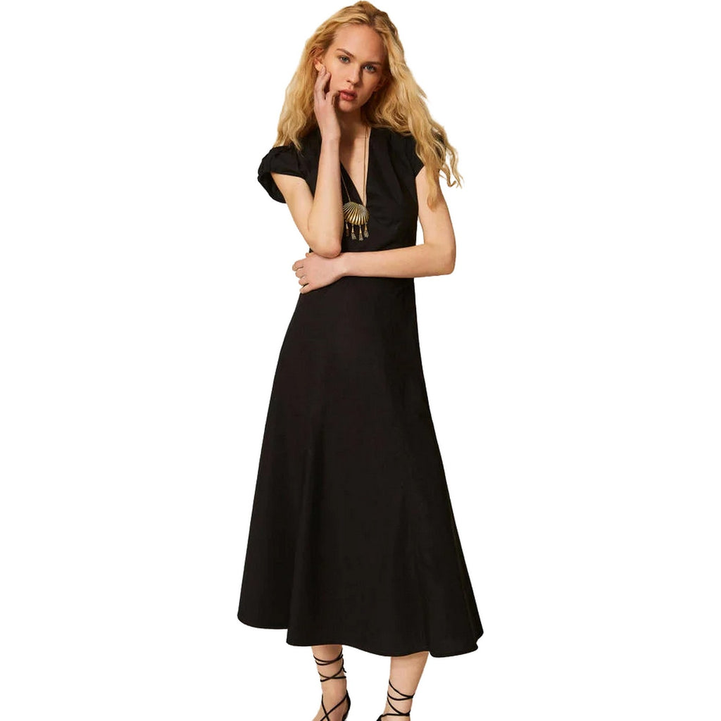 Vestiti da sera e cerimonia Donna Twinset - Abito Lungo Scollo A "V" - Nero