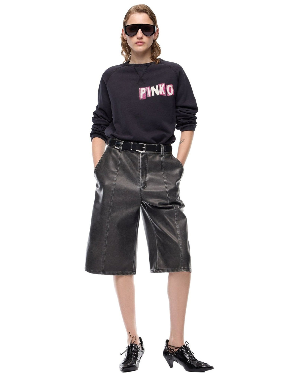 Felpe senza cappuccio Donna Pinko - Felpa Stampa Logo - Nero