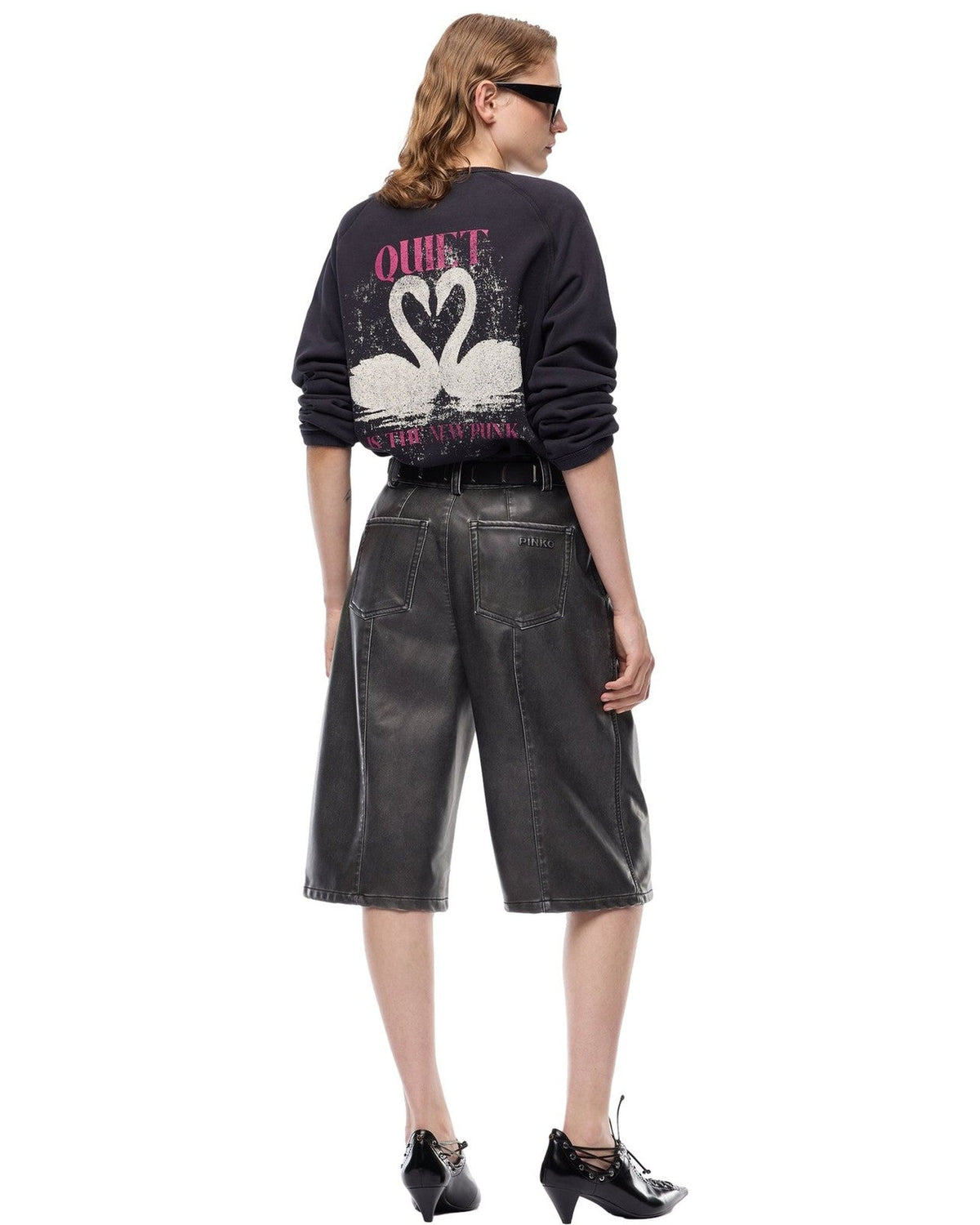 Felpe senza cappuccio Donna Pinko - Felpa Stampa Logo - Nero