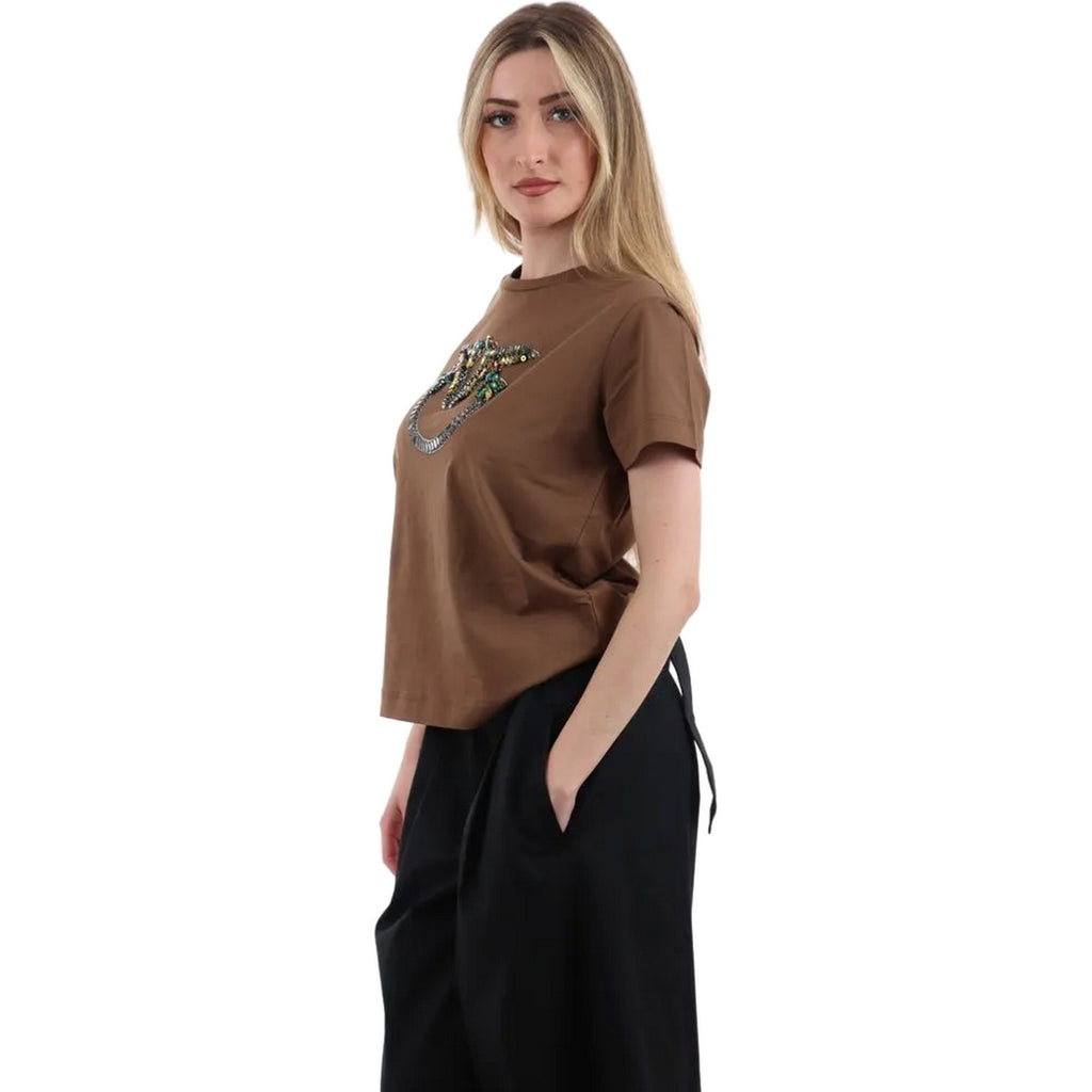 T-shirt Donna Pinko - Quentin T-Shirt Jersey Ricamo - Marrone