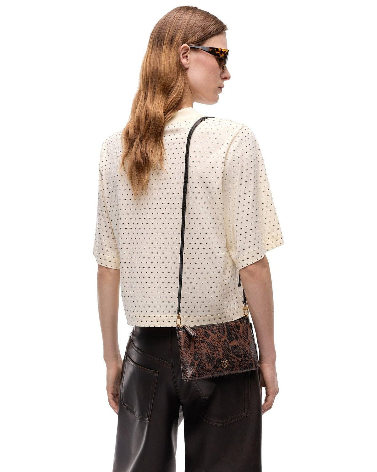Pochette e Clutch Donna Pinko - Flat Horizontal Mini Python Pr - Marrone